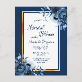 Invitación a la ducha de oro azul marino