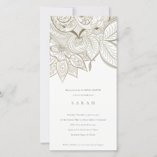 Invitación a la ducha de oro Ornate Paisley Ivory