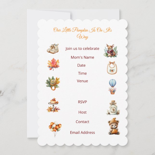 Invitación a la ducha de otoño de Autumn Bay. (Anverso)