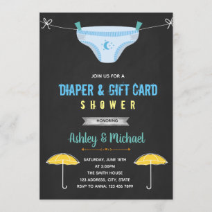 Invitación a la ducha de pañales y tarjetas de reg