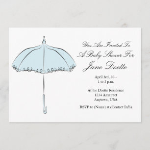 Invitación a la ducha de parasol azul de bonito