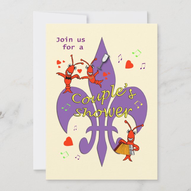 Invitación a la ducha de pareja temática cajún (Anverso)