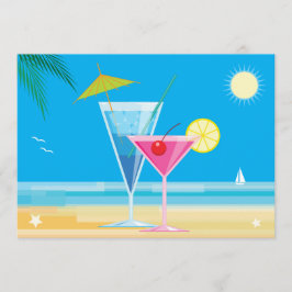 Invitación a la ducha de pareja tropical de playa
