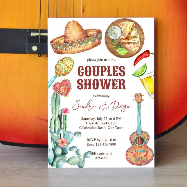 Invitación a la ducha de parejas de fiesta mexican (Subido por el creador)