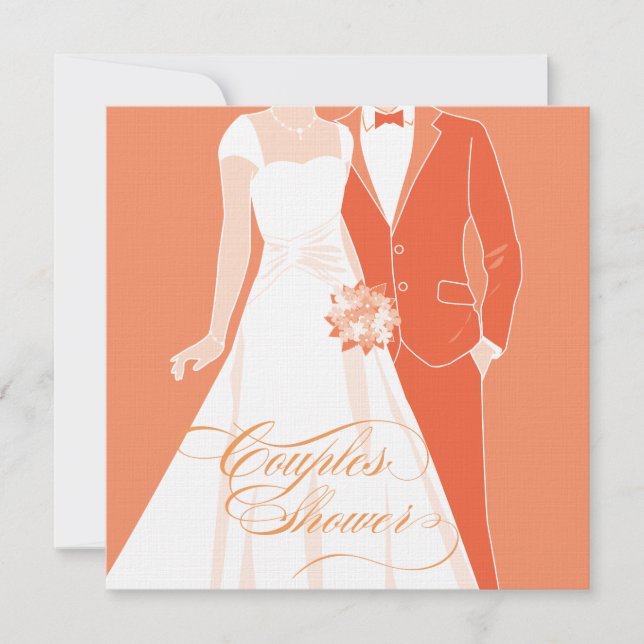 Invitación a la ducha de parejas - Naranja (Anverso)