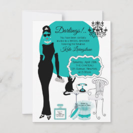 Invitación a la ducha de pequeñas cortinas negras