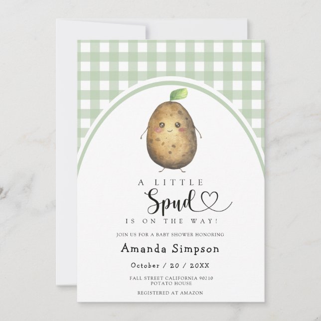 Invitación a la ducha de pequeño Spud Baby (Anverso)