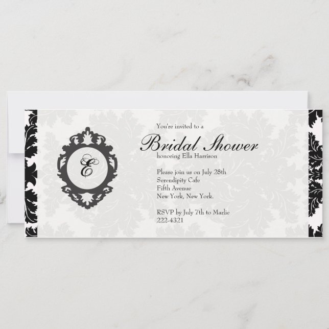 Invitación a la ducha de personalizable monograma (Anverso)