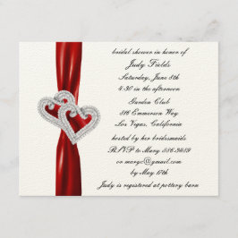 Invitación a la ducha de personalizado Hearts Red 