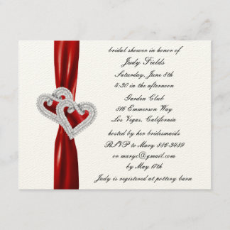 Invitación a la ducha de personalizado Hearts Red 