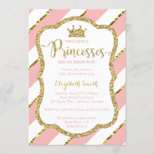 Invitación a la ducha de princesas gemelas, falsa