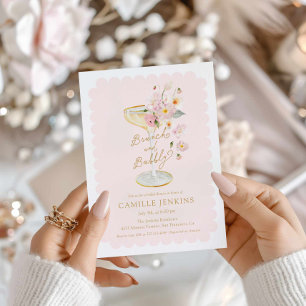 Invitación a la ducha de puentes rosadas y bucosa