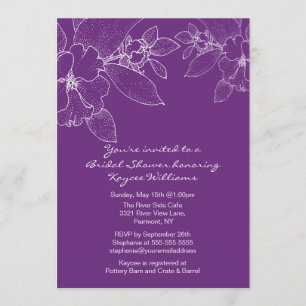 Invitación a la ducha de putas púrpura con flores