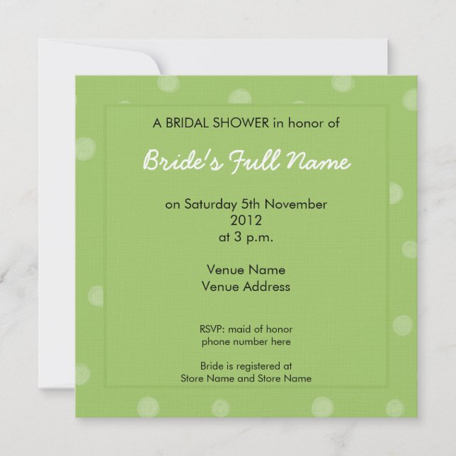 Invitación a la ducha de putas verdes pintadas (Anverso)