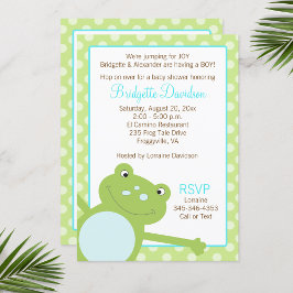 Invitación a la ducha de rana con salto verde 2 ca