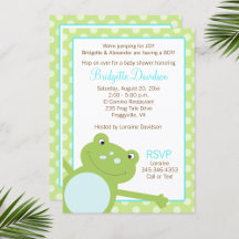 Invitación a la ducha de rana con salto verde 2 ca