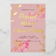 Invitación a la ducha de Relieve metalizado dorado