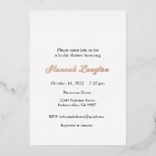 Invitación a la ducha de Relieve metalizado Lace B