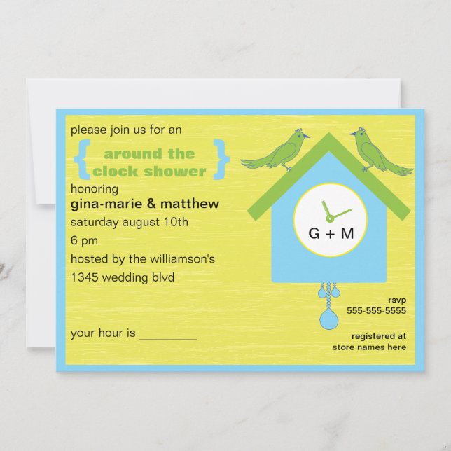 Invitación a la ducha de reloj (Anverso)