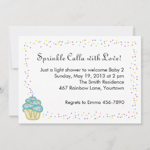 Invitación a la ducha de rociado con torta azul