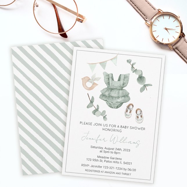 Invitación a la ducha de ropa de chica Eucalyptus (Subido por el creador)