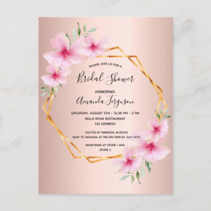 Invitación a la ducha de Rosa dorada rosa floral