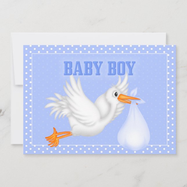 Invitación a la ducha de Stork Baby Boy (Anverso)