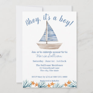 Invitación a la ducha de un bebé de un barco de ve