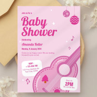 Invitación a la ducha de una niña musical rosada
