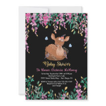 Invitación a la ducha de venado Boho Pink Floral B
