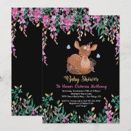 Invitación a la ducha de venado Boho Pink Floral B