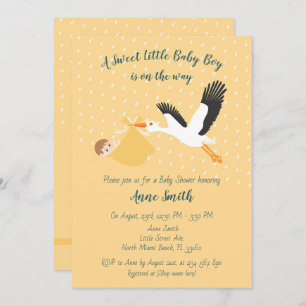 Invitación a la ducha del niño niño de la cigüeña