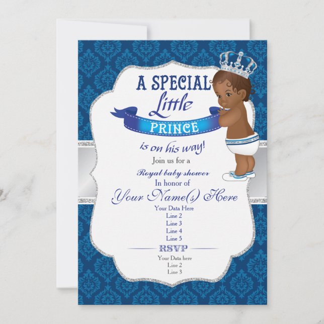 Invitación a la ducha del príncipe africano azul r (Anverso)