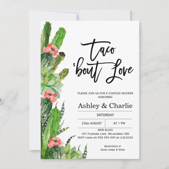 Invitación a la ducha del taco moderno 'bout Love  (Anverso)