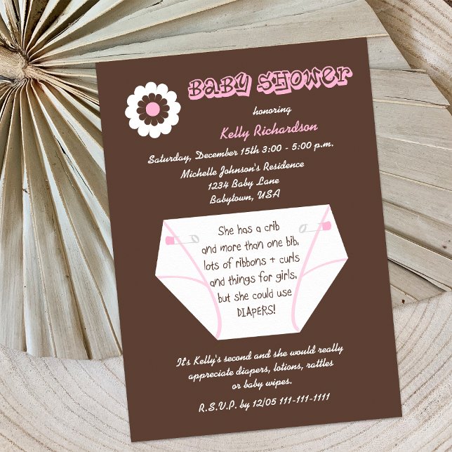 Invitación a la ducha Diaper Second Baby Girl (Subido por el creador)