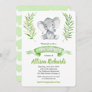 Invitación a la ducha elefante neutra por género