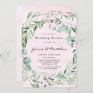 Invitación a la ducha Eucalyptus Rubor Pink Weddin