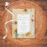 Invitación a la ducha floral de girasol de verano<br><div class="desc">El diseño de esta ducha de matrimonio presenta un bonito marco de girasoles color agua suave y otras flores de verano sobre un fondo afligido amarillo de mantequilla suave. Es romántico con un toque de cosecha. Creado por Simply Farmhouse Press.</div>