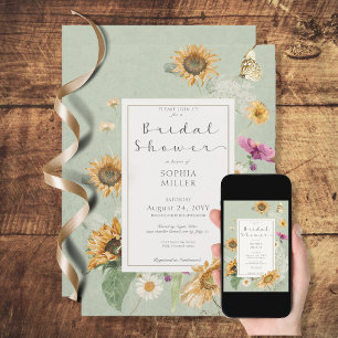 Invitación a la ducha floral de girasol de verano