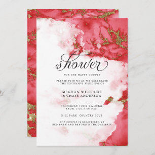 Invitación a la ducha   Geodo de acuarela de coral