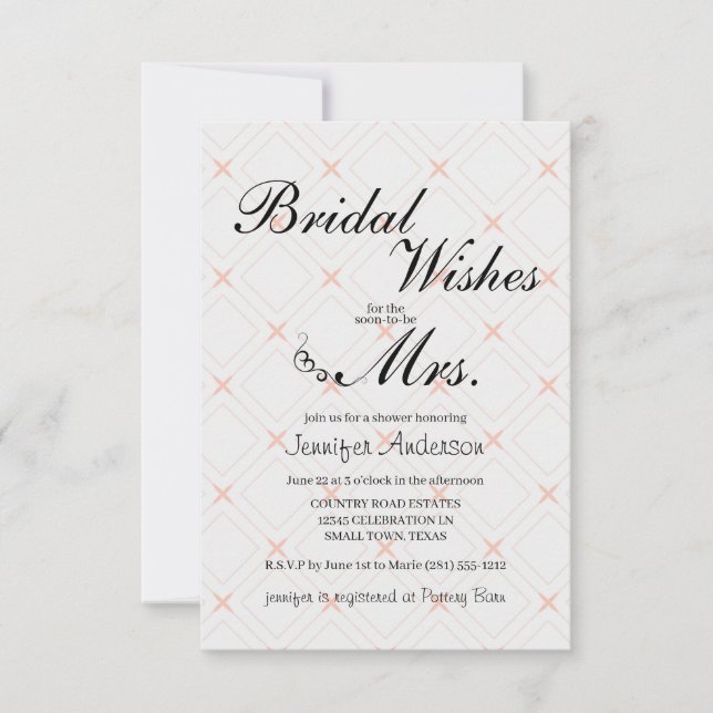 Invitación a la ducha geométrica Pastel Peach y Cr (Anverso)