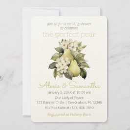 Invitación a la ducha Golden Green Pear Wedding