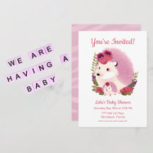 Invitación a la ducha - Hedgehogs mami y bebé