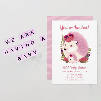 Invitación a la ducha - Hedgehogs mami y bebé