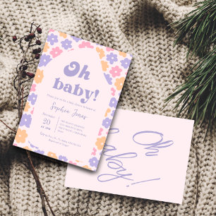 Invitación a la ducha Hippie Floral Gingham Baby