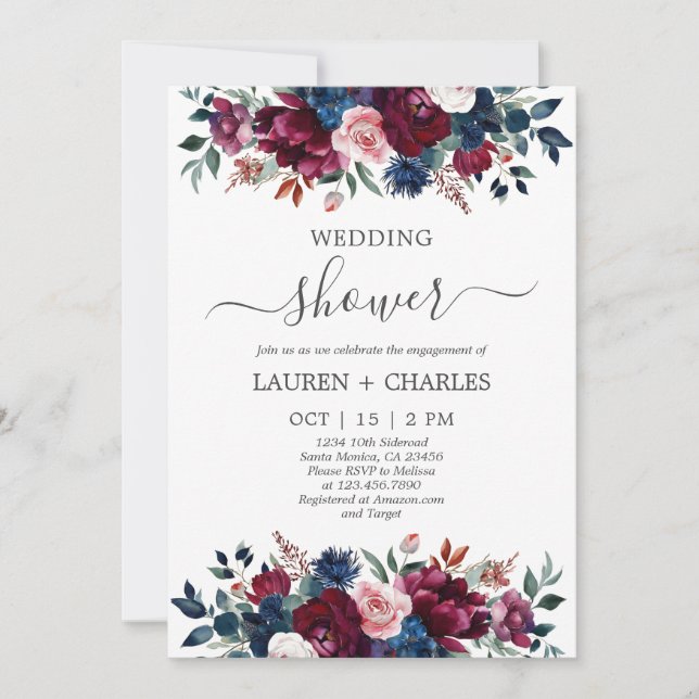 Invitación a la ducha Jewel Tone Wedding (Anverso)