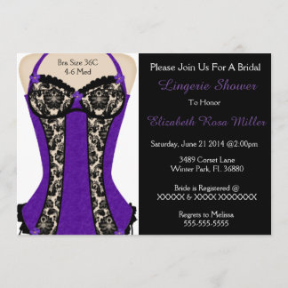 Invitación a la ducha Lingerie Black & Purple Cors
