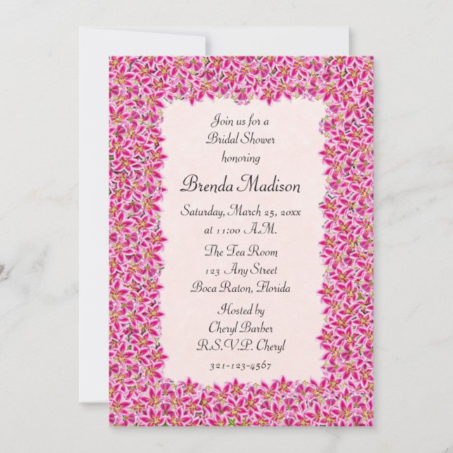 Invitación a la ducha marital Lily Garden de estre (Anverso)