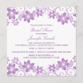 Invitación a la ducha marrón simple con flores