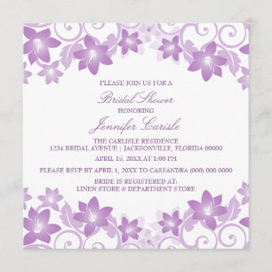 Invitación a la ducha marrón simple con flores
